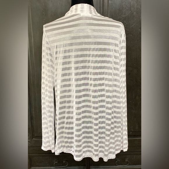 Ava James white stripe sheer jacket. Size Medium - Picture 2 of 10